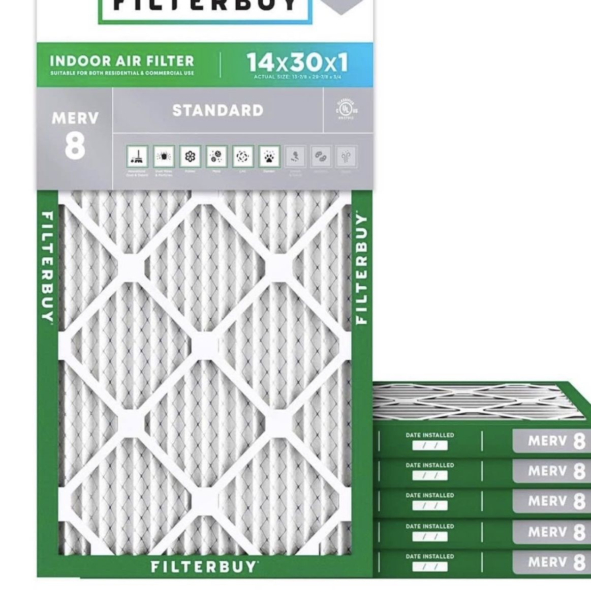 Filterbuy 14x30x1 Air Filters – MERV 8