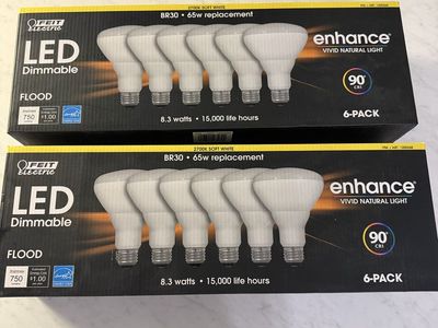 2 NEW Feit Electric Dimmable LED Flood Light Bulbs BR30 65W Equivalent 2700K Soft White (12-Pack)
