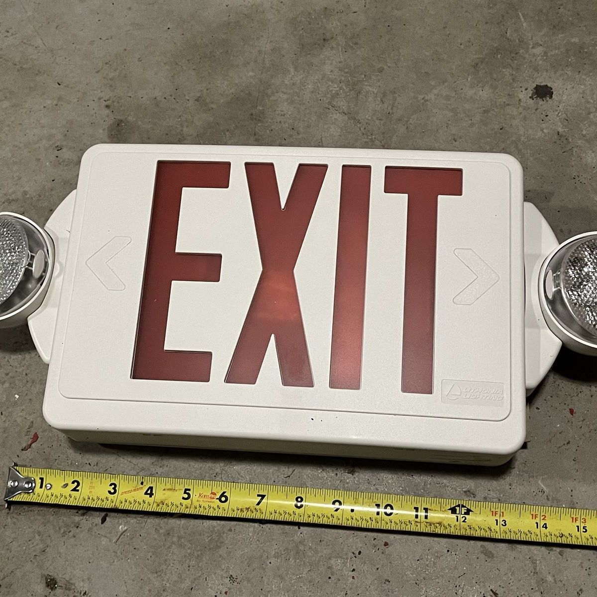 Lithonia Lighting LHQM R M6 LED Emergency Exit Sign w/ 2-Round Head Lamps, Wall Mount