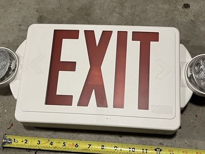 Lithonia Lighting LHQM R M6 LED Emergency Exit Sign w/ 2-Round Head Lamps, Wall Mount
