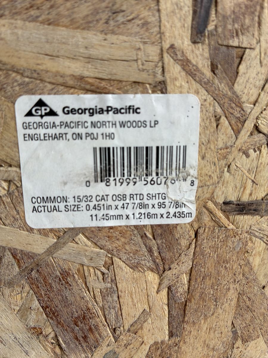 8 each 1/2 “ OBS PLYWOOD 1each 7/16  65$ for all 9 total