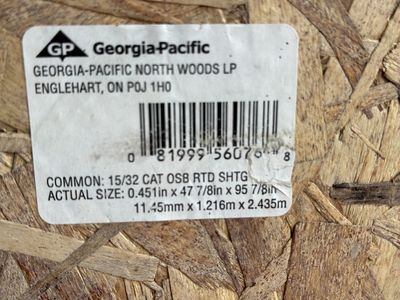 8 each 1/2 “ OBS PLYWOOD 1each 7/16 65$ for all 9 total