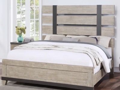 Weathered oak finish King size bed frame