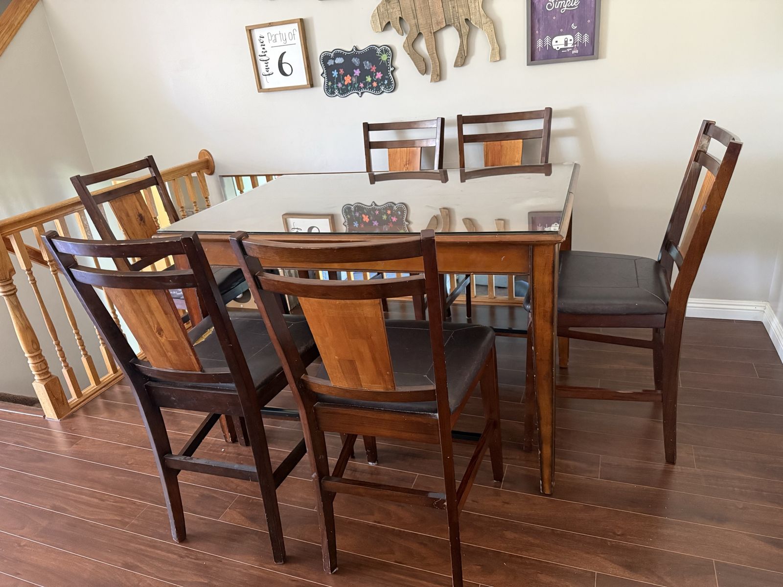 Dining room table and chairs, counter height