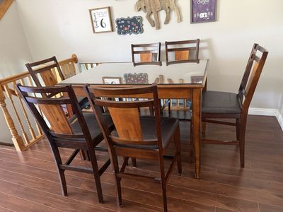 Dining room table and chairs, counter height