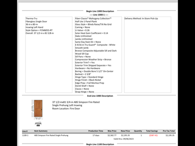 Mahogany fire door left swing