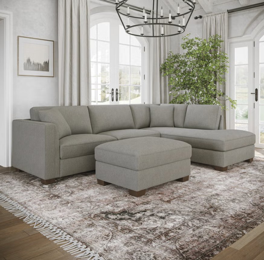 BACK TO SCHOOL SAVINGS – THOMASVILLE WALSEN SECTIONAL WITH STORAGE OTTOMAN