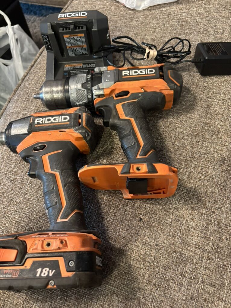 Ridgid 18 Volt Hammer Drill And Impact W/batt&chrg