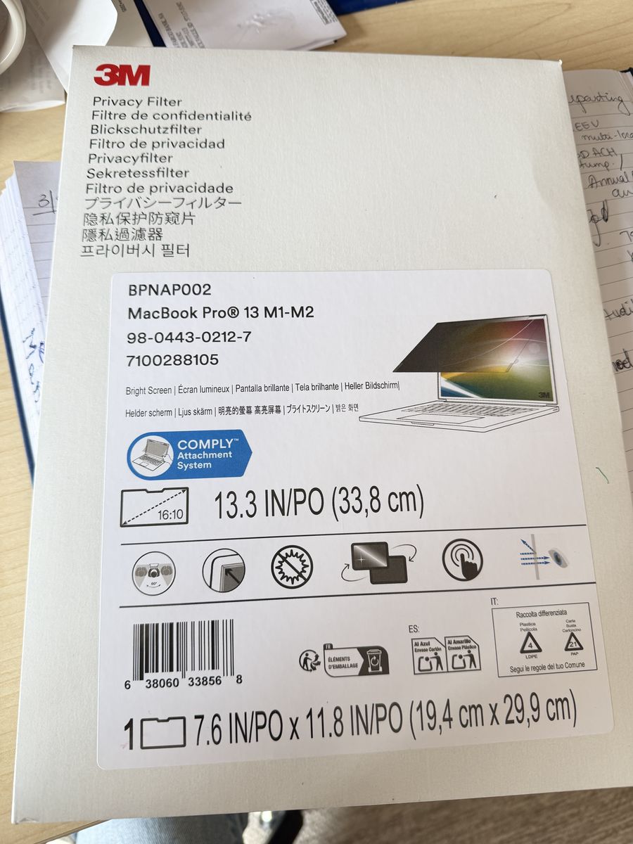 3M privacy Filter for Laptop - 13 inch Macbook Pro - M1-M2