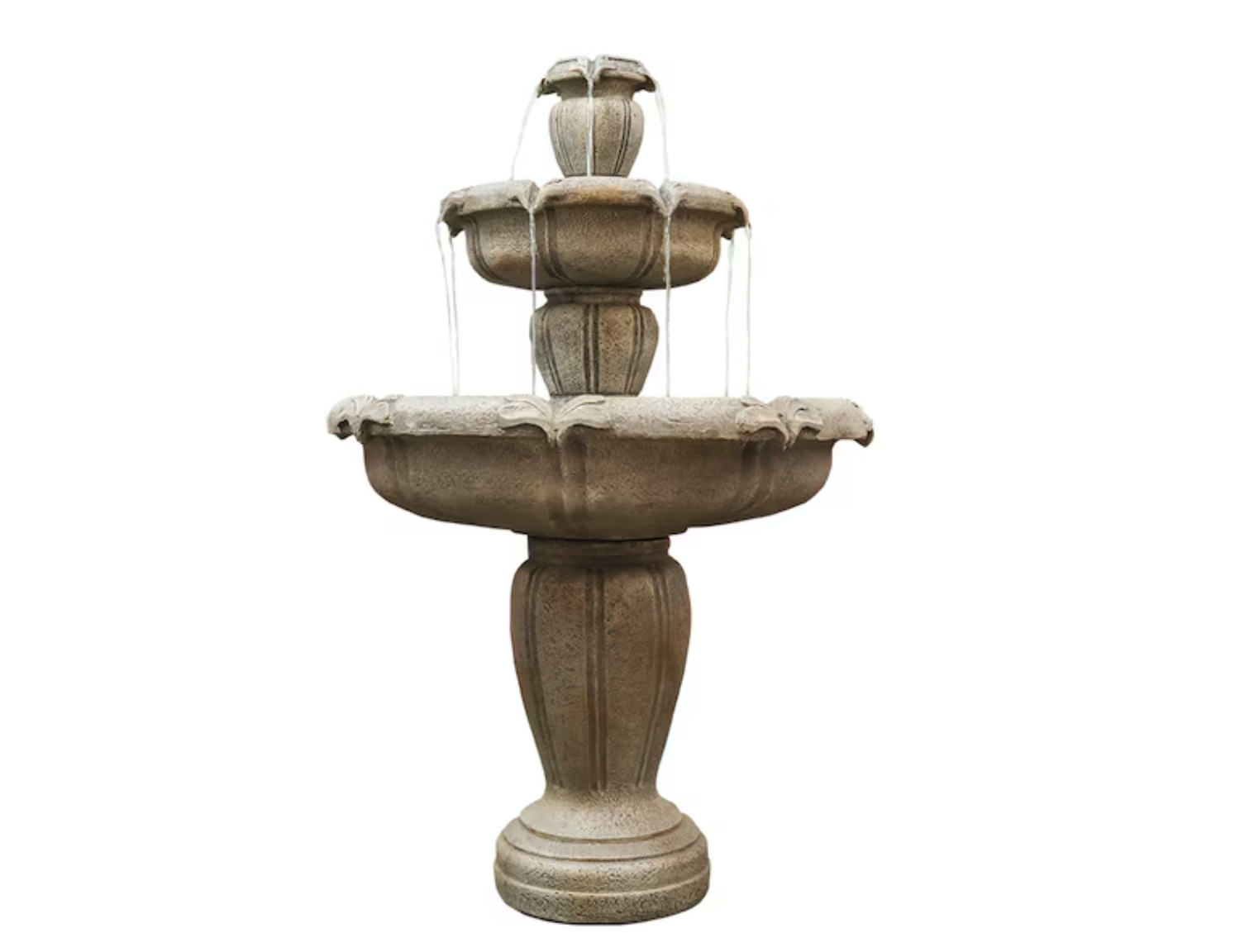New in Box 48-in H Concrete Electric Powered Tiered Outdoor Fountain with Birdbath