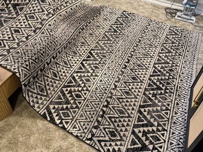 Black and White Geometric Tribal Boho Pattern Area Rug