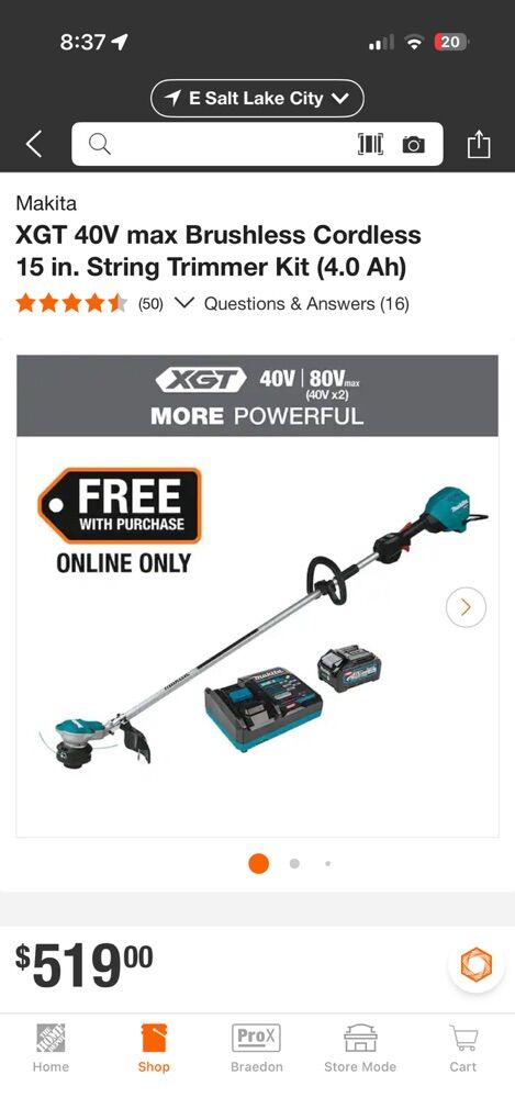 Makita 40v XGT Brushless 15in String Trimmer Kit