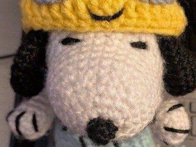 Handmade Crochet Snoopy Amigurumi Toy in Overalls