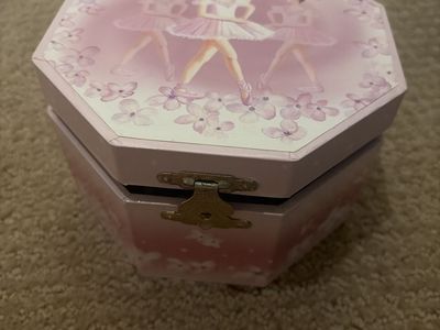Pink Ballerina Musical Jewelry Box with Mirror and Ring Rolls