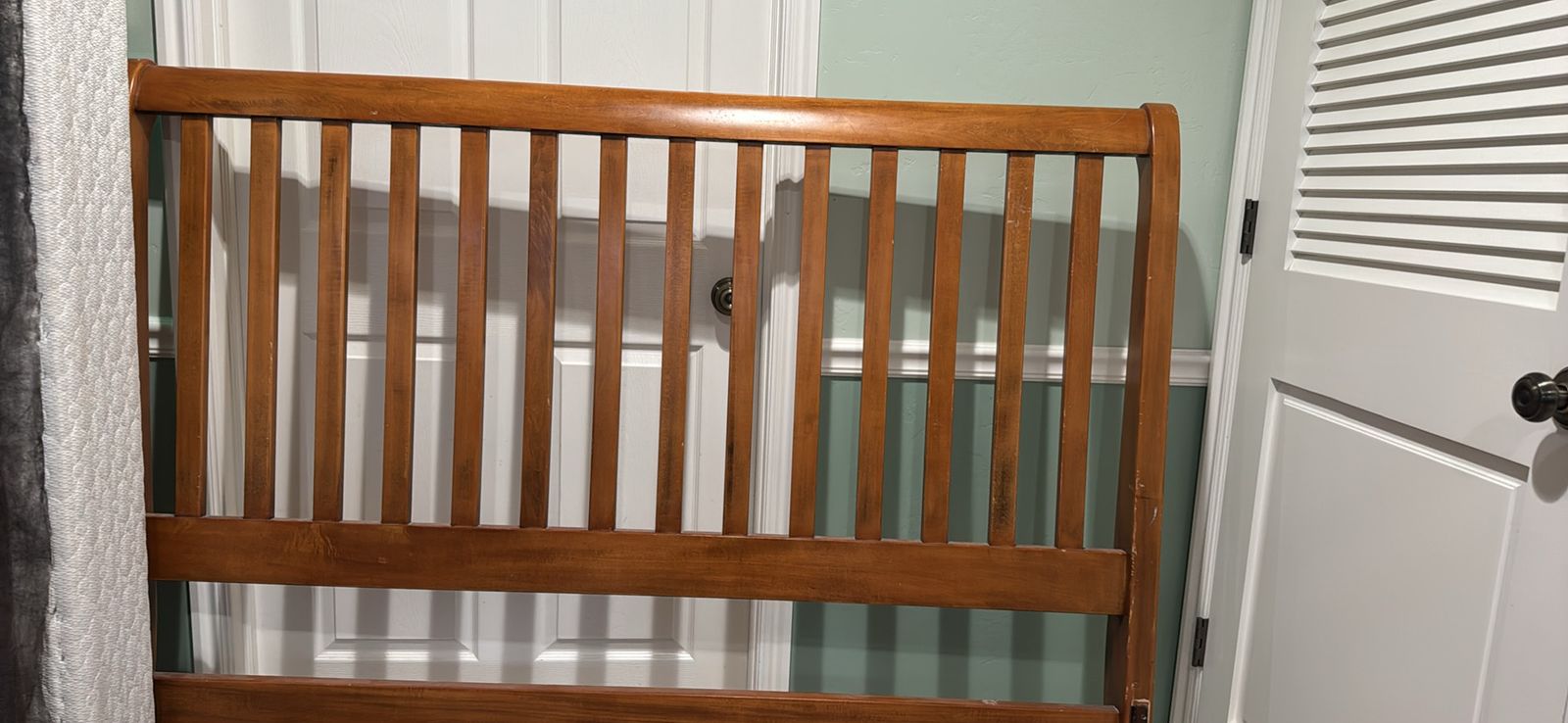 Mission style sleigh bed queen size and mattress