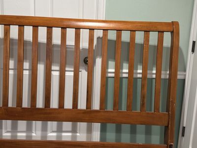 Mission style sleigh bed queen size and mattress