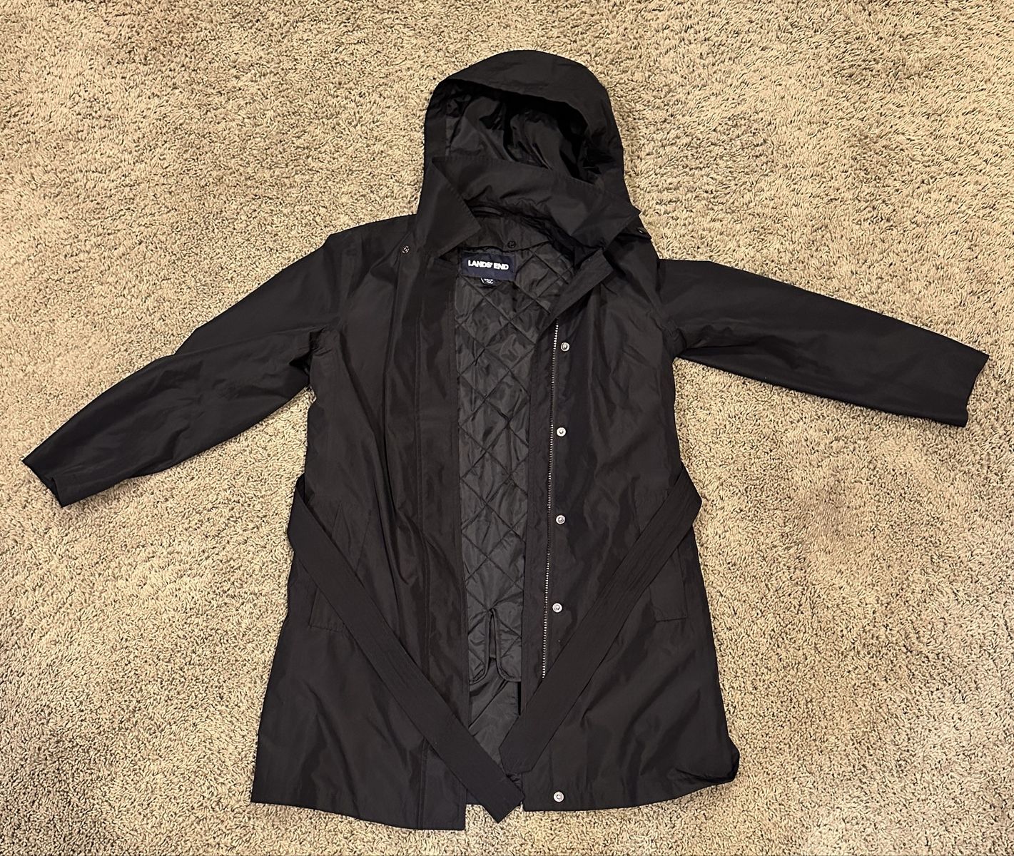 Lands' End Women’s Black Quilted Lining Insulated