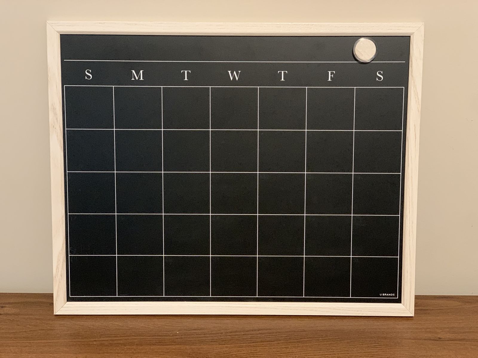 U Brands Black Monthly Magnetic Dry Erase Calendar Board w/ Wood Frame