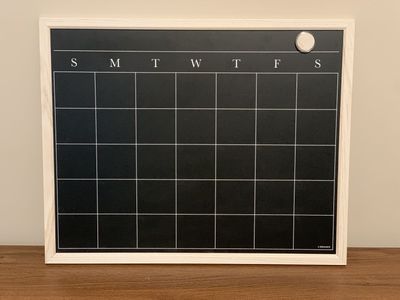 U Brands Black Monthly Magnetic Dry Erase Calendar Board w/ Wood Frame