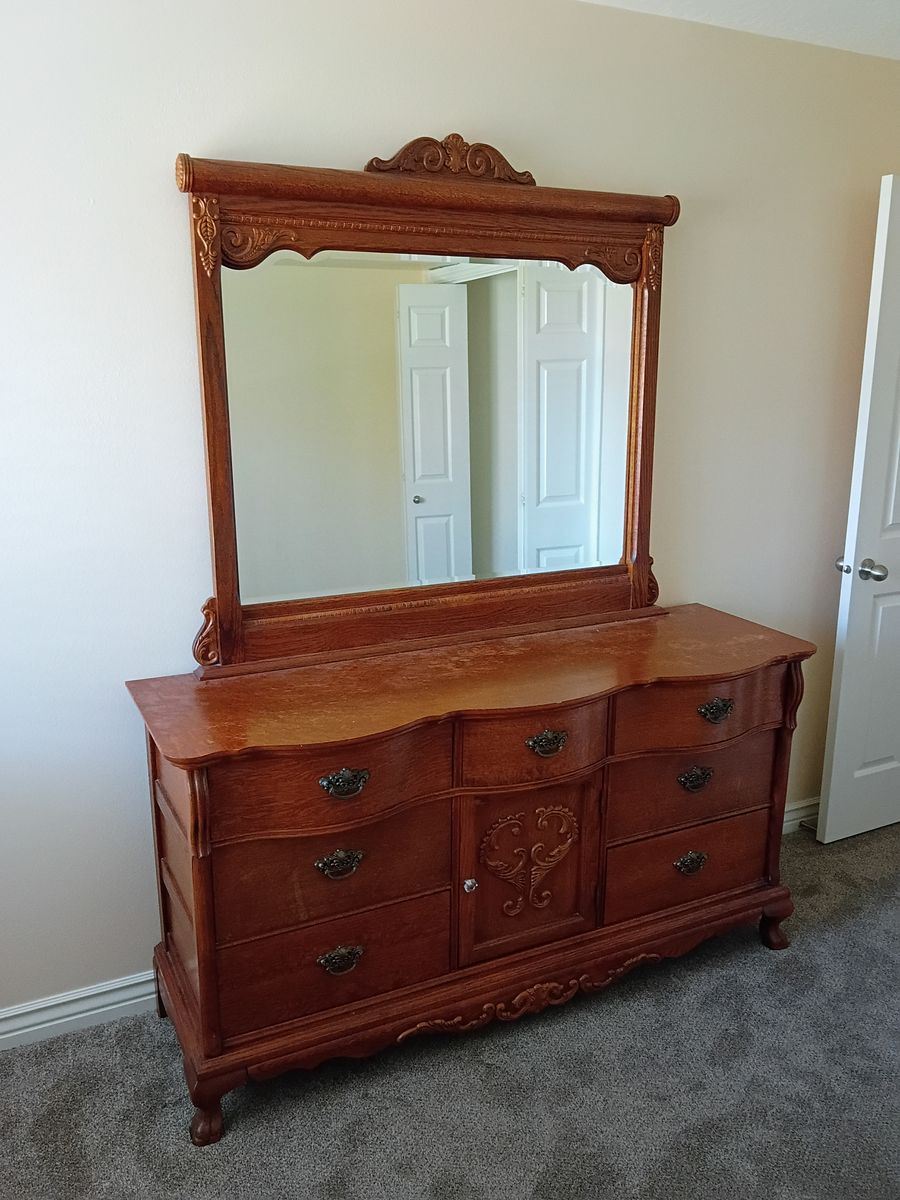 Hardwood Dresser with Vanity Mirror
