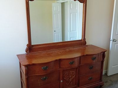 Hardwood Dresser with Vanity Mirror