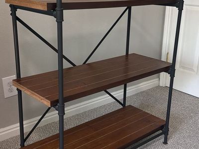 Industrial 3-Tier Wood and Black Pipe Bookshelf