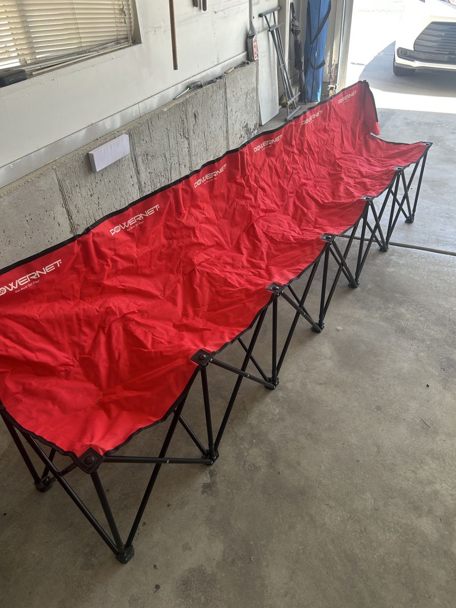 POWERNET Portable 6-Seat Team Sports Bench Red - Folding Sideline Seating