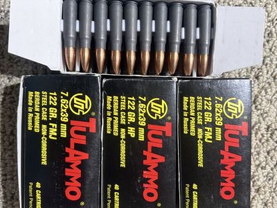 TulAmmo 7.62x39mm Ammunition Boxes (122 Grain FMJ & HP)
