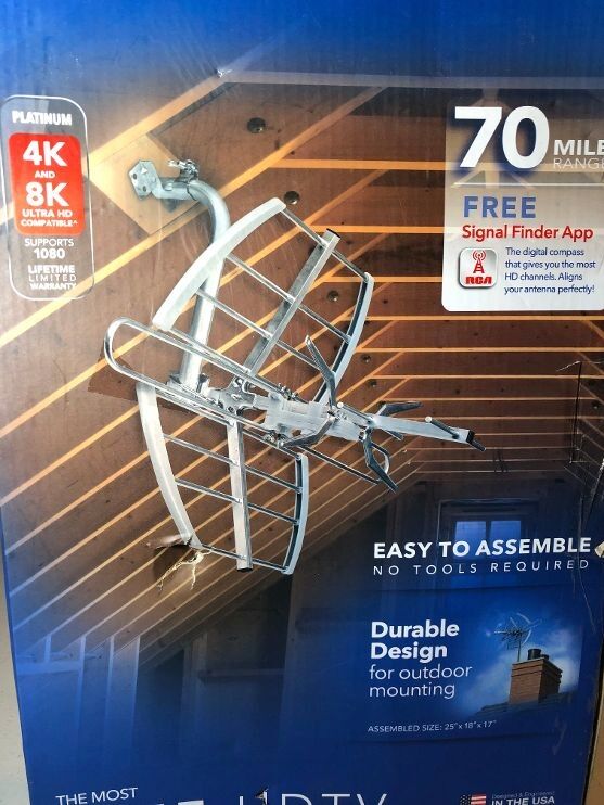 RCA HD Antenna Attic or Outdoor Compact Design 70 Mile Range ANT705E