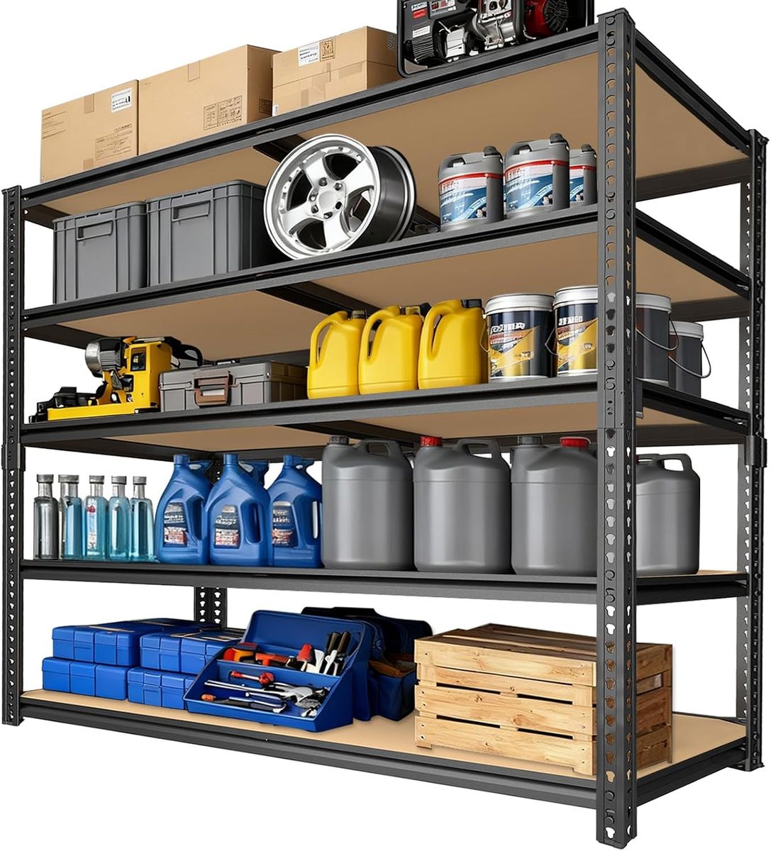 72 H 40 W 20 D Storage Shelving Unit, 5 Tier Heavy Duty, Adjustable Metal Shelves, New in Box