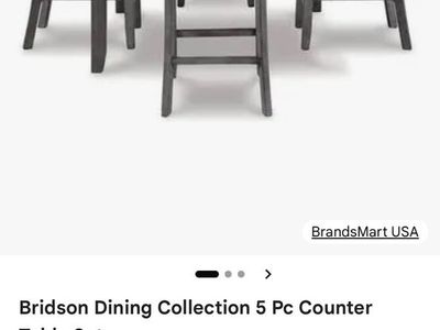 Ashley D383-223 Bridson 5-Piece Counter Height Dining Table Set - Gray Wood Finish, Minor Damage