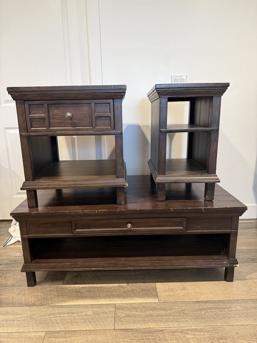 Coffee table and 2 end tables