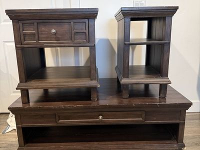 Coffee table and 2 end tables