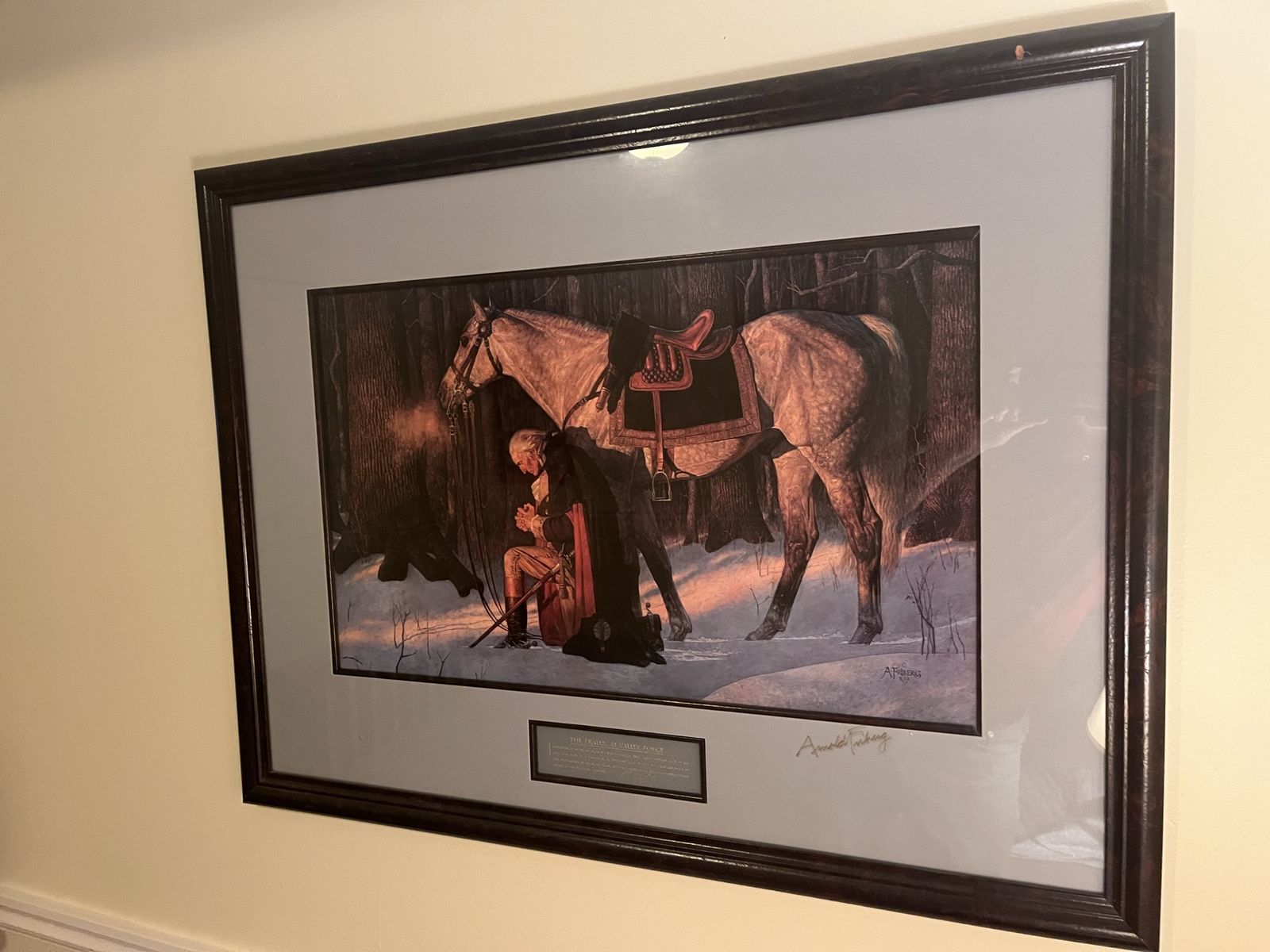 SIGNED: Arnold Friberg "The Prayer at Valley Forge" Framed & Matted Print