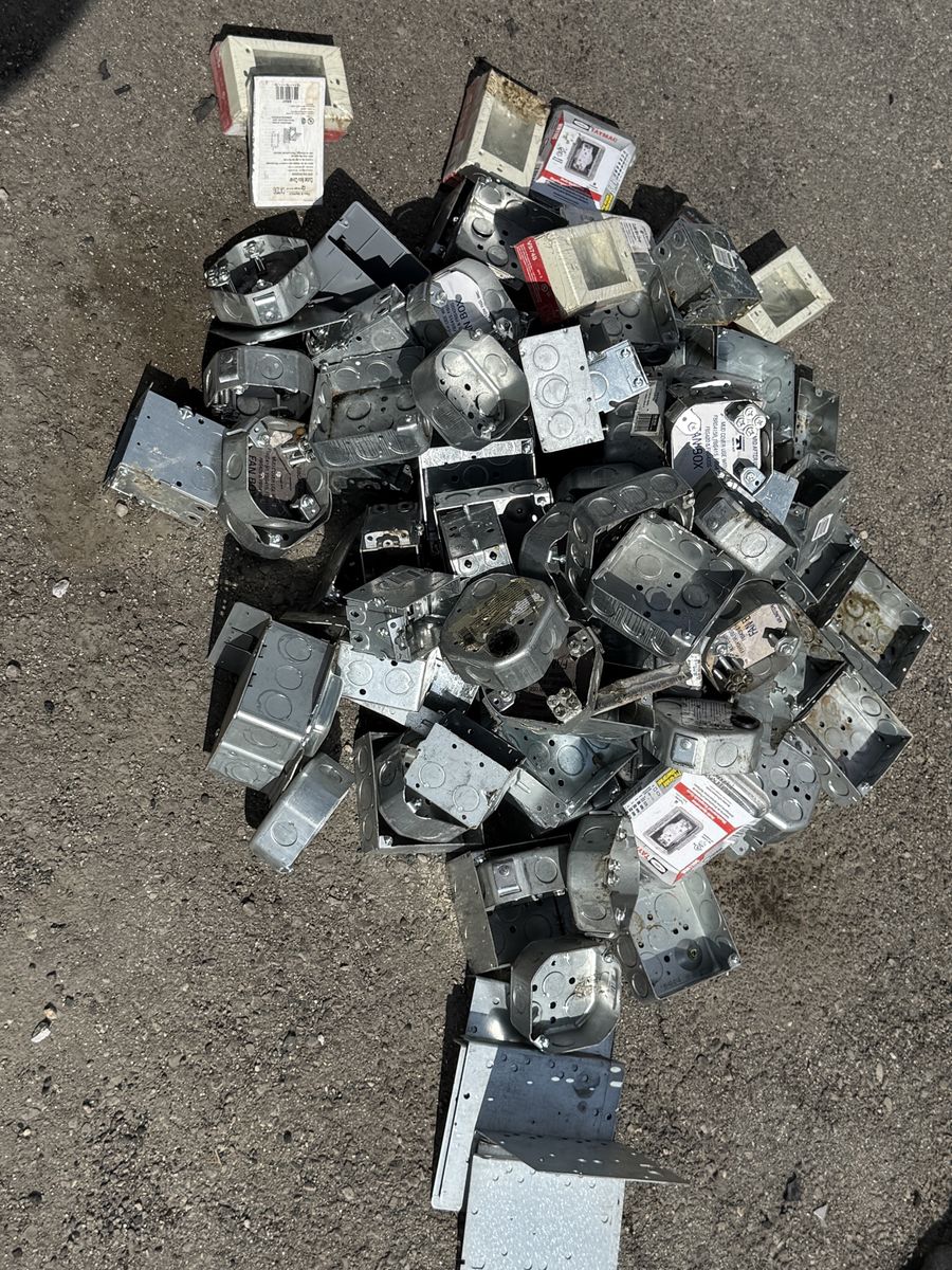 Assorted 100+/-Metal and PVC Electrical J-Boxes and Outlet Boxes 