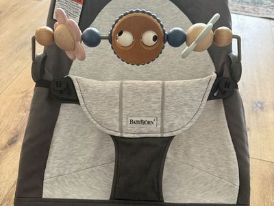 Baby Bjorn Bouncer & Wooden Toy Bar, Like New
