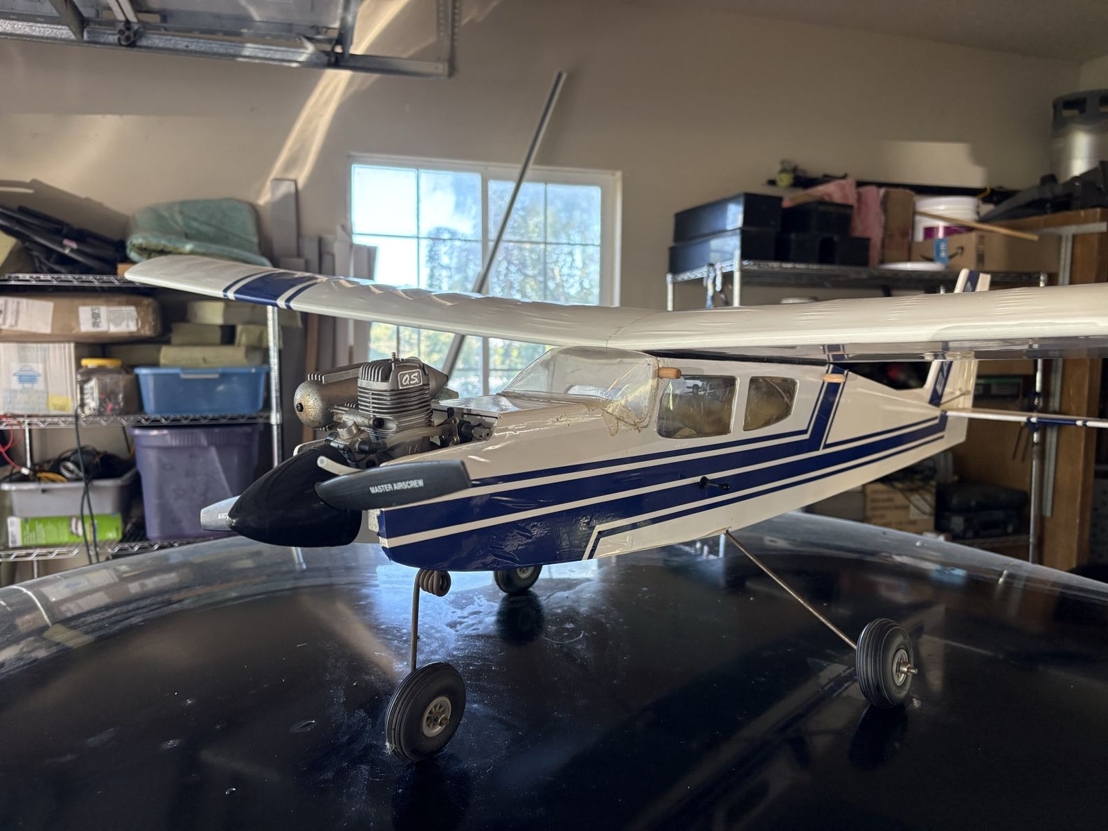 Vintage Gas RC Airplane with OS Engine - White & Blue "Eagle 2" Model