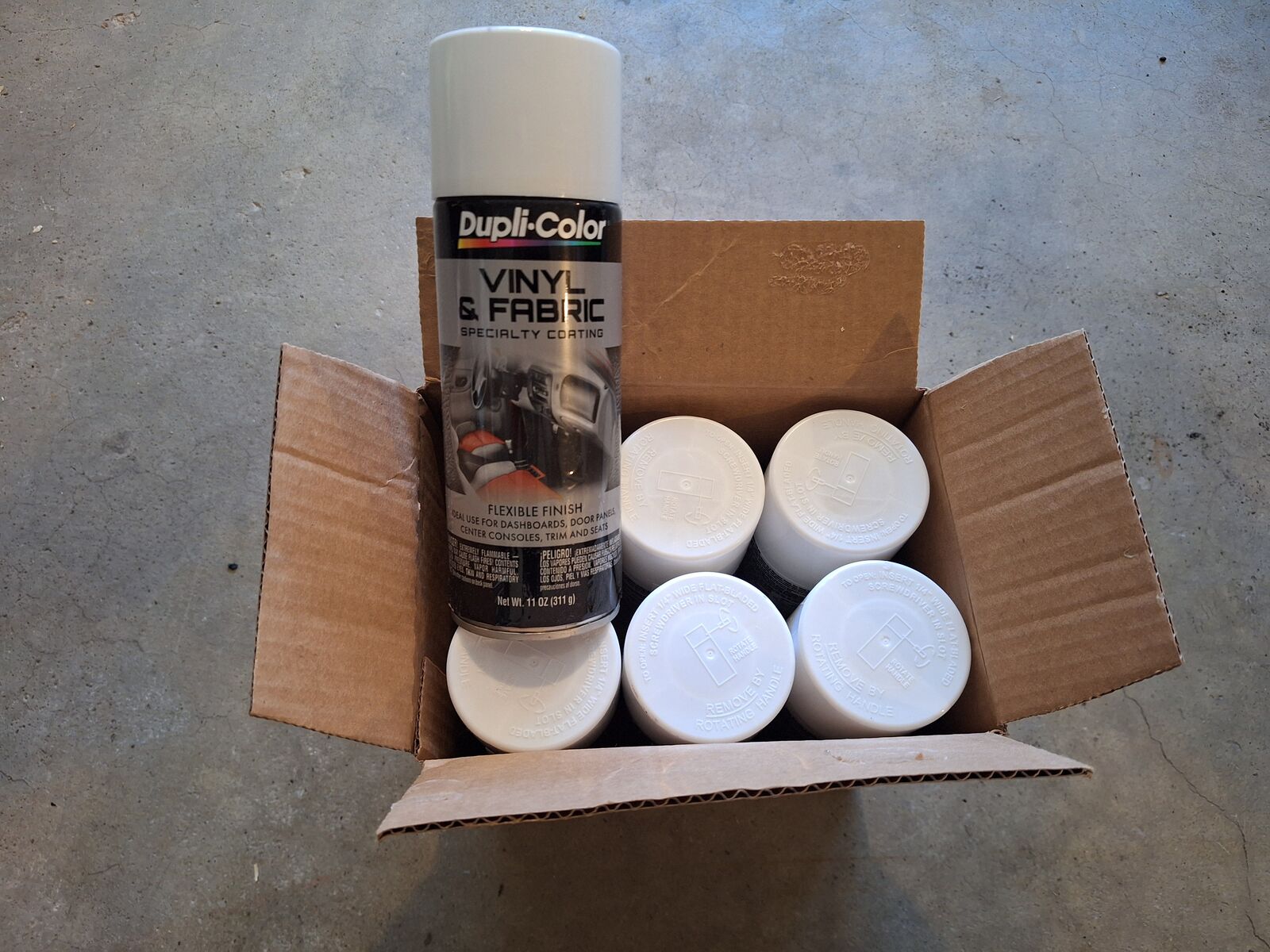 6 cans Vinyl + Fabric Paint – Duplicolor Gloss White