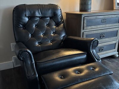 Vintage Berkline Black Leather Lounge Chair
