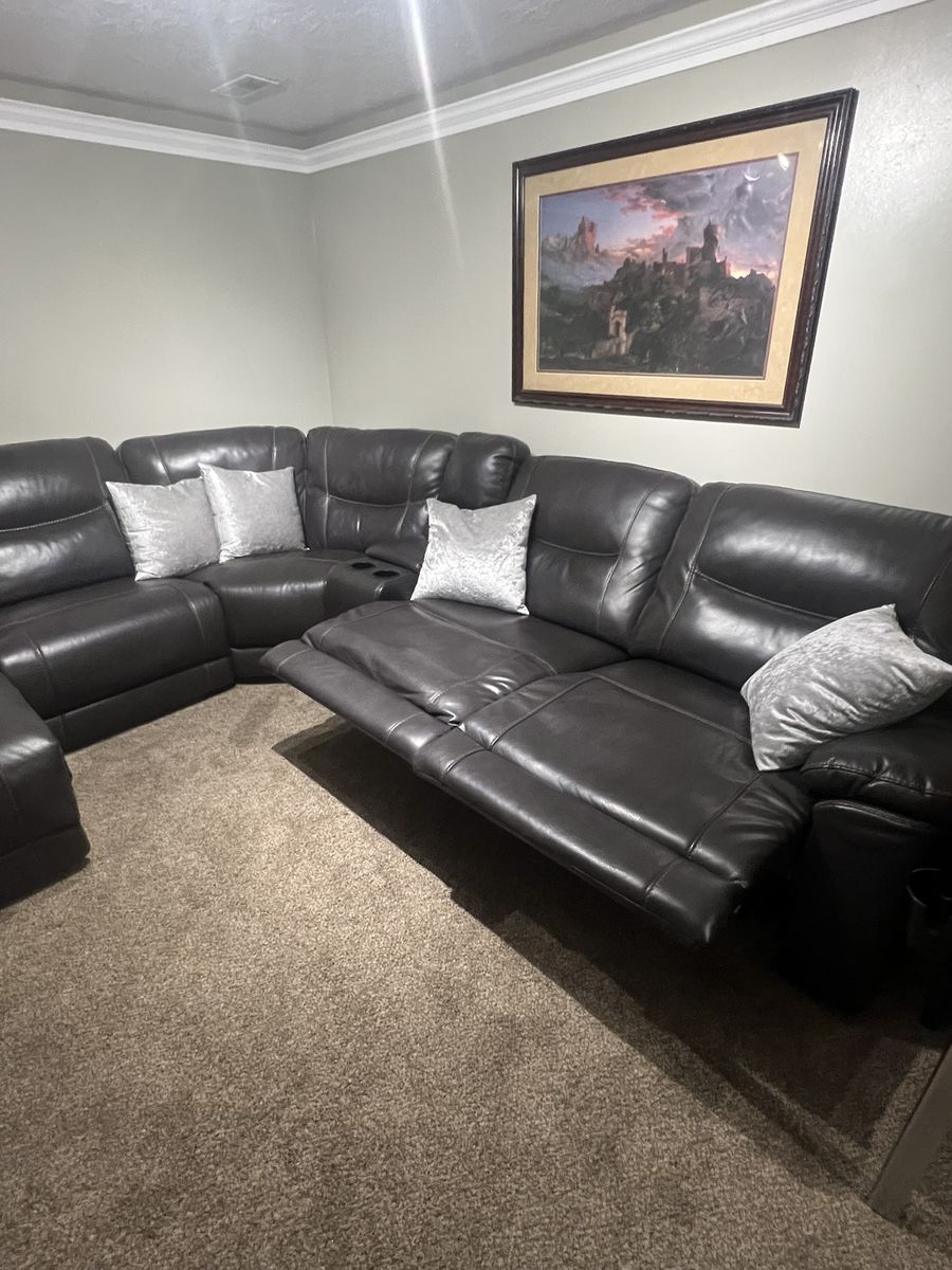 Brown Leather Sectional