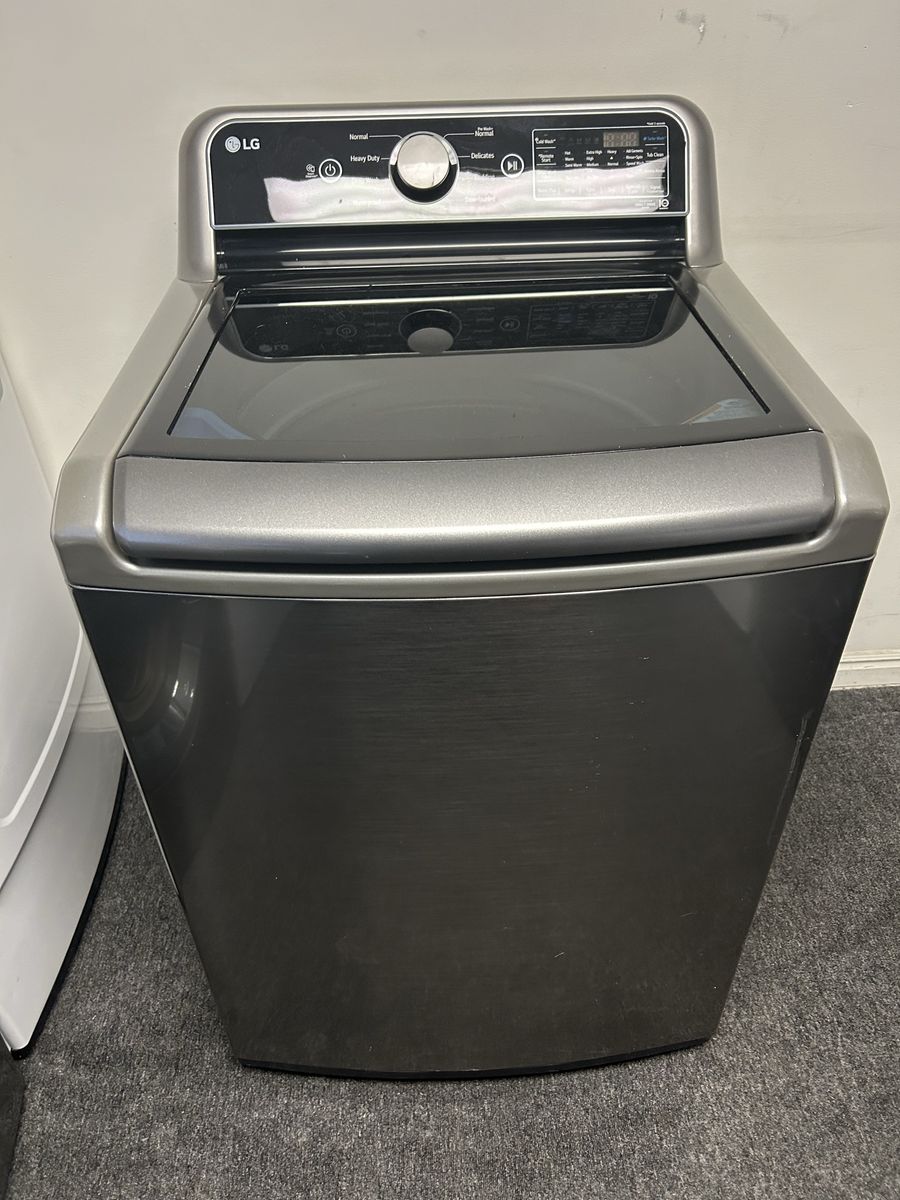 LG black stainless super capacity washing machine