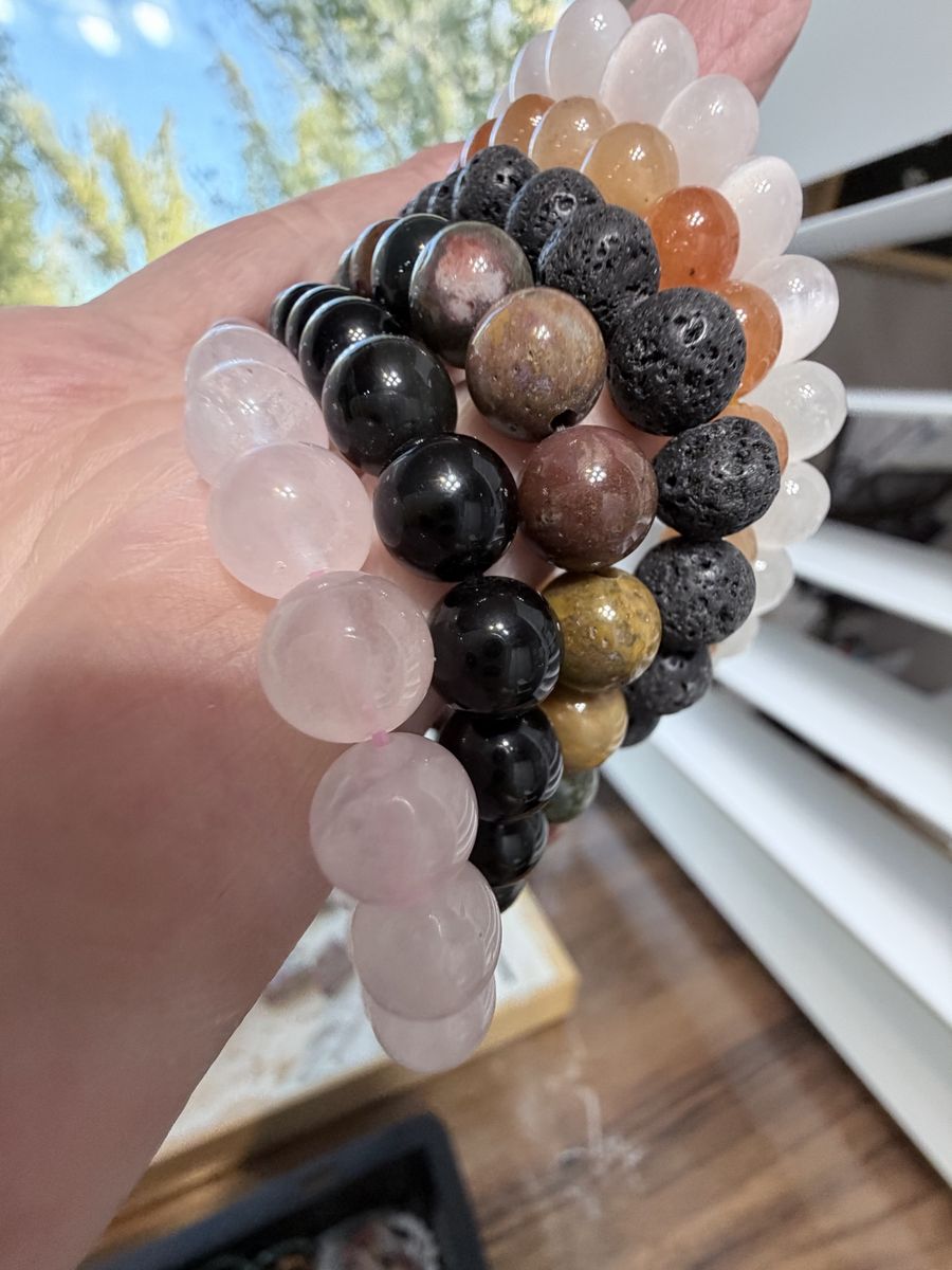 6mm - 6 Total Natural Stone Stretch Bracelets – 8”