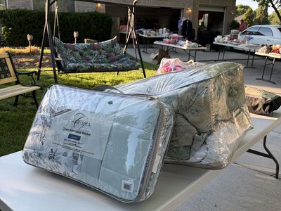 Garage Sale 8/1 8-12- Home items, Vintage Charisma Queen Down Alternative Blanket & Halloween Decor etc.