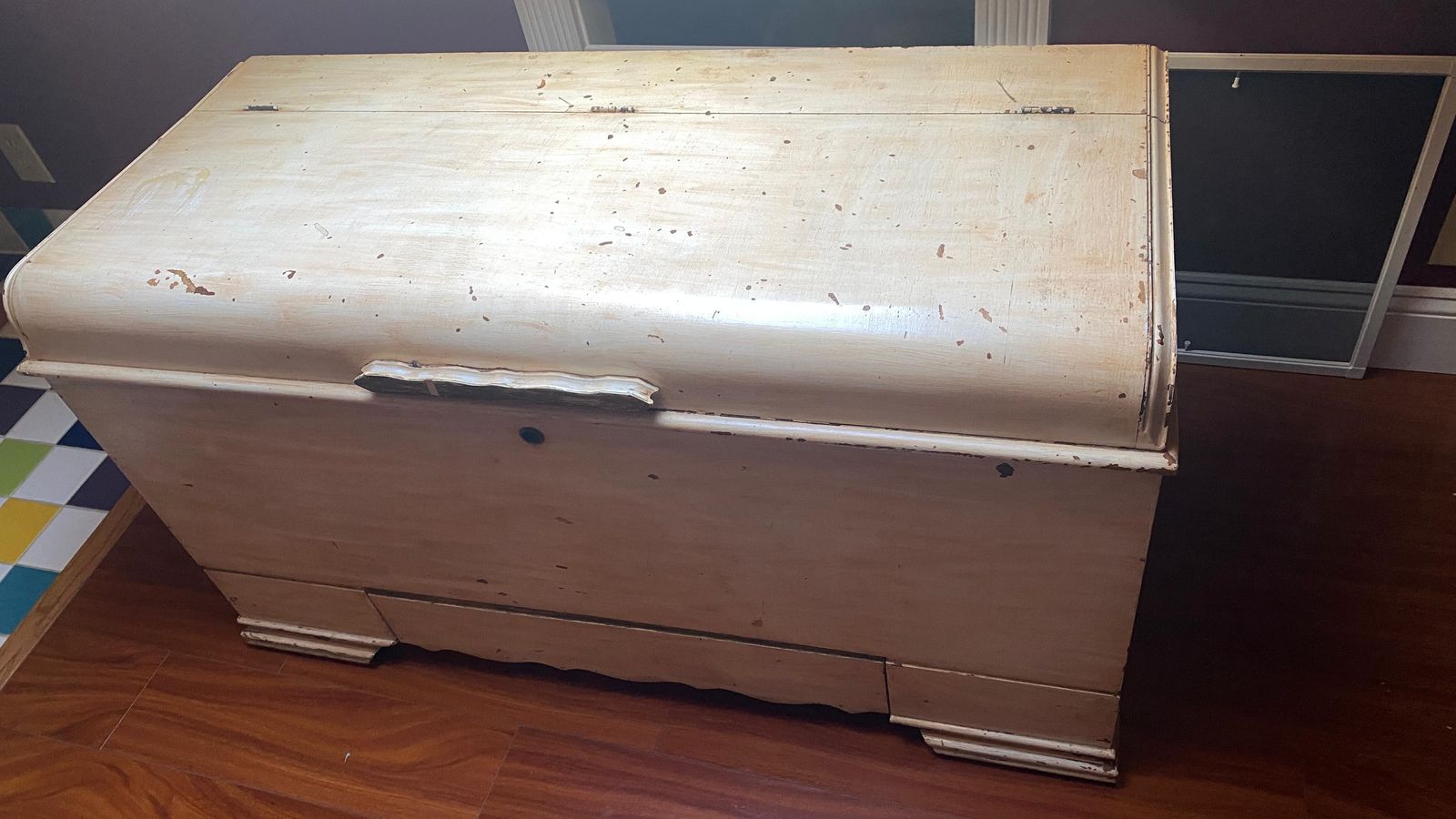 Big Beautiful Heavy Painted cedar Chest