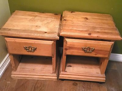 Pair of Solid Wood Nightstands - Unstained Finish, 1 Drawer, 1 Shelf, Optional Wheels