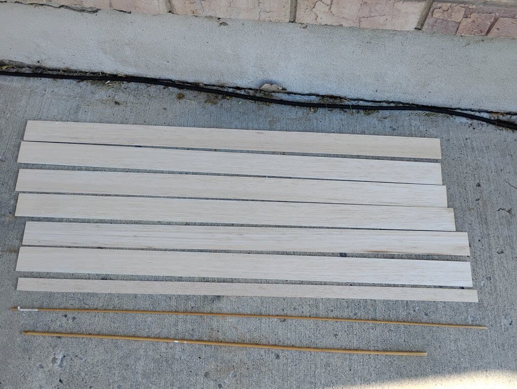 7 Balsa Wood Boards and 2 Dowels 3ft (36")
