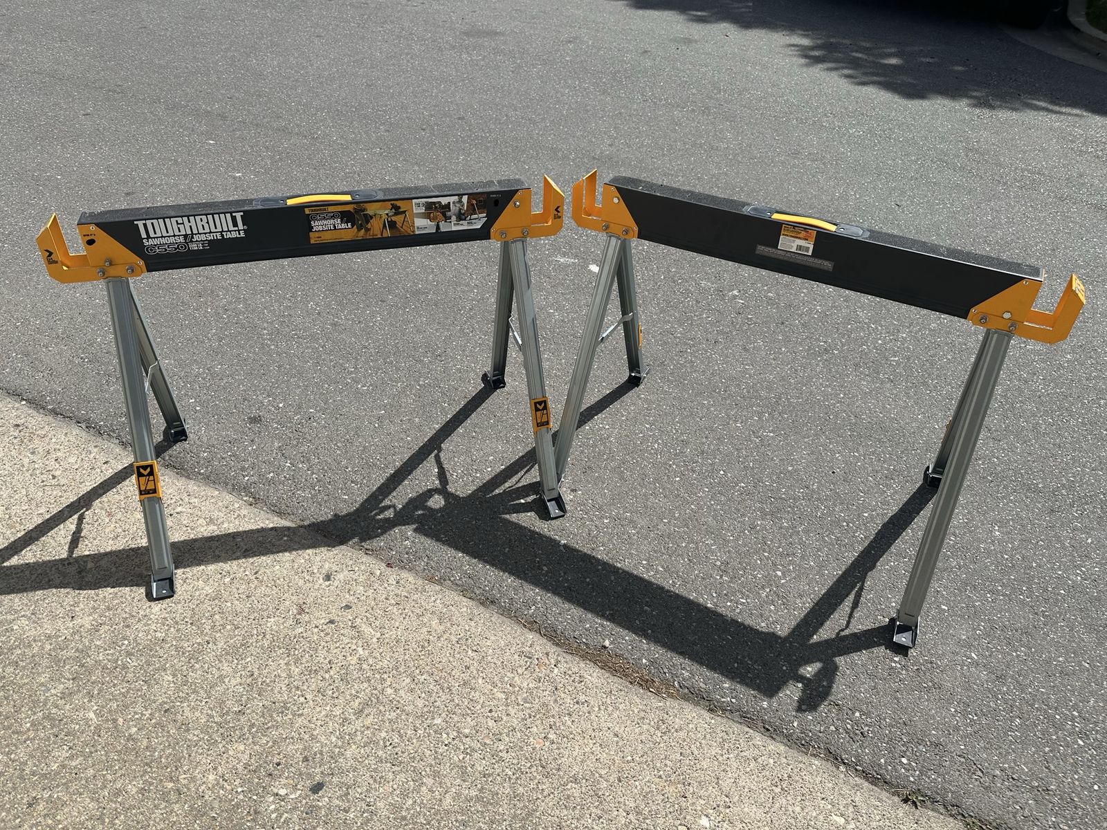 2 ToughBuilt - Folding Sawhorse/Jobsite Table - Sturdy, Durable, Lightweight, Heavy-Duty, 100% High Grade Steel, 41.5-Inch Easy