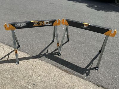 2 ToughBuilt - Folding Sawhorse/Jobsite Table - Sturdy, Durable, Lightweight, Heavy-Duty, 100% High Grade Steel, 41.5-Inch Easy