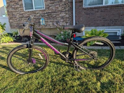 Mongoose Elevation 24" Wheel Mountain Bike - Black/Purple, 21-Speed