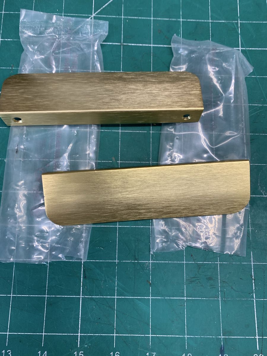 Modern Brushed Gold Edge Pull Cabinet Handles (Set of 2)
